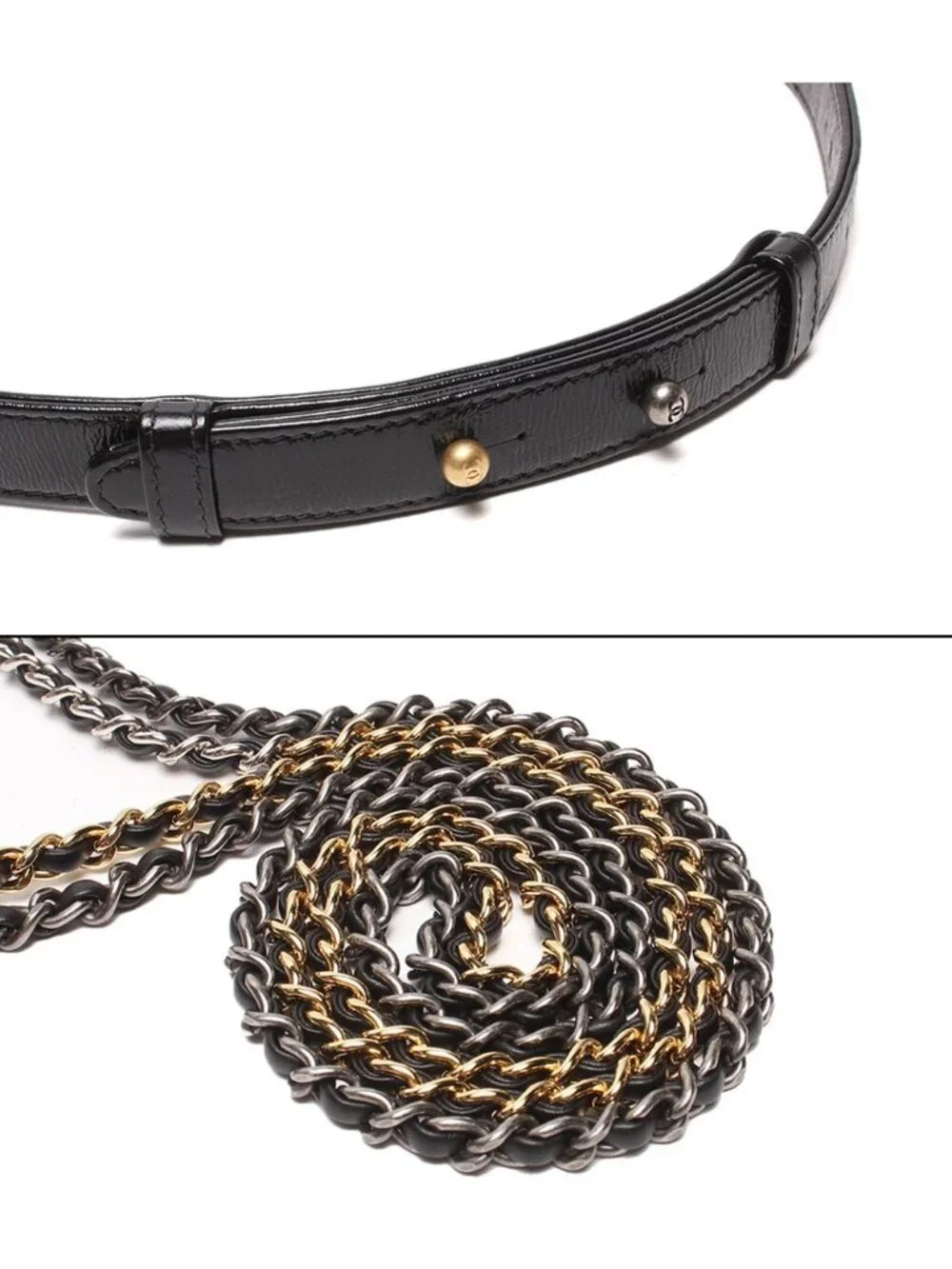Chanel Shoulder Bag Gabrielle de Double Chain Silver Gold Hobo